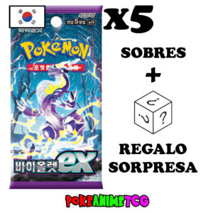 x5 Sobres Pokémon - Escarlata y Púrpura + Regalo Sorpresa