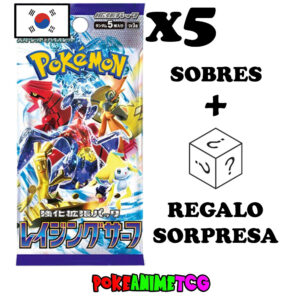 x5 Sobres Pokémon - Raging Surf + Regalo Sorpresa