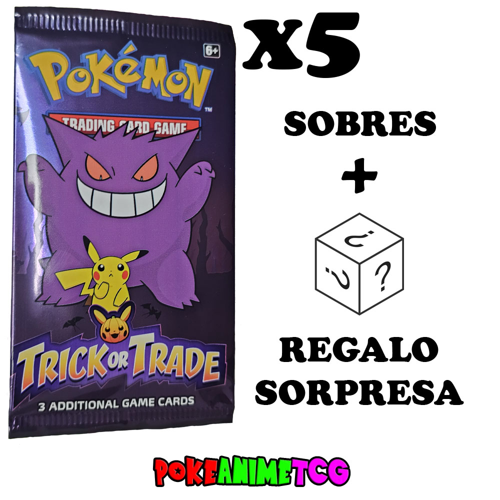 x5 Sobres Pokémon - Trick or Trade 1º Edición + Regalo Sorpresa